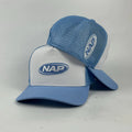 NAP trucker cap in baby blue colourway, sky blue and white